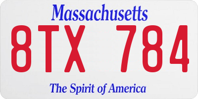 MA license plate 8TX784