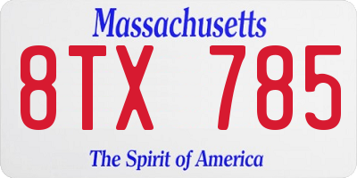 MA license plate 8TX785