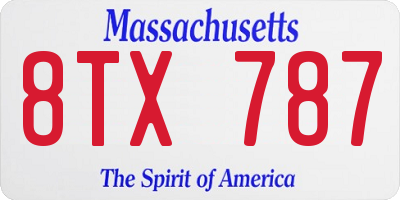 MA license plate 8TX787