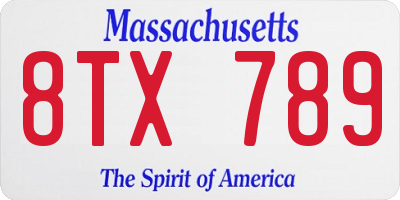 MA license plate 8TX789