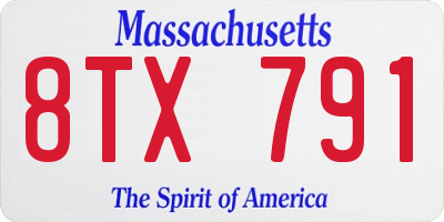 MA license plate 8TX791