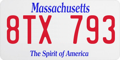 MA license plate 8TX793