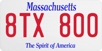 MA license plate 8TX800