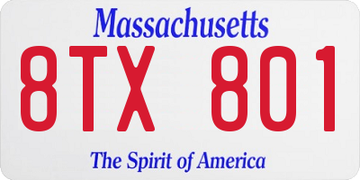 MA license plate 8TX801