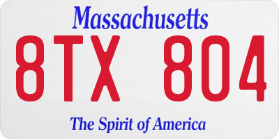MA license plate 8TX804