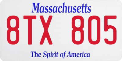 MA license plate 8TX805