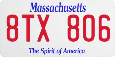 MA license plate 8TX806