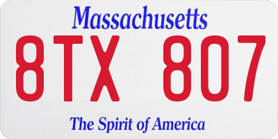 MA license plate 8TX807