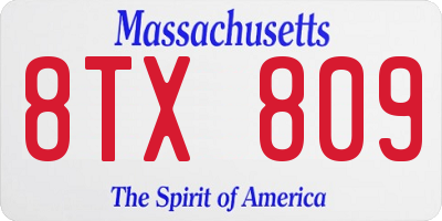 MA license plate 8TX809