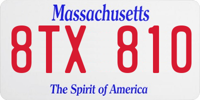 MA license plate 8TX810