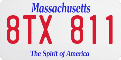 MA license plate 8TX811