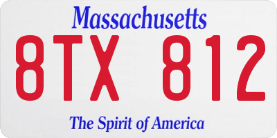 MA license plate 8TX812