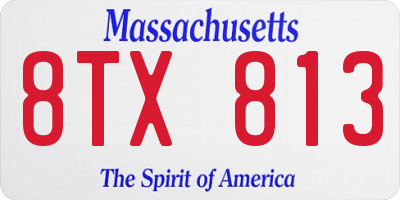 MA license plate 8TX813