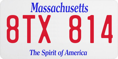 MA license plate 8TX814