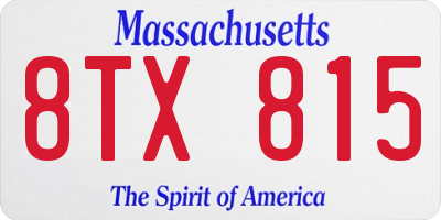 MA license plate 8TX815