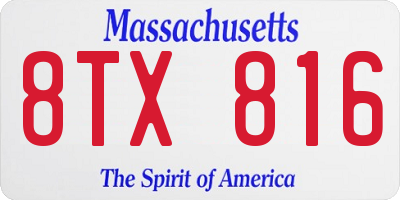 MA license plate 8TX816