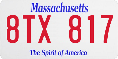 MA license plate 8TX817