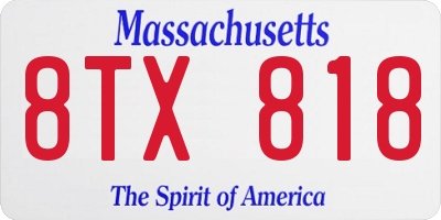 MA license plate 8TX818