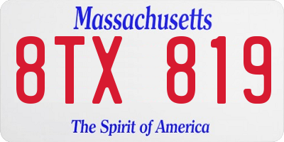 MA license plate 8TX819