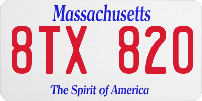 MA license plate 8TX820