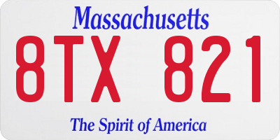 MA license plate 8TX821