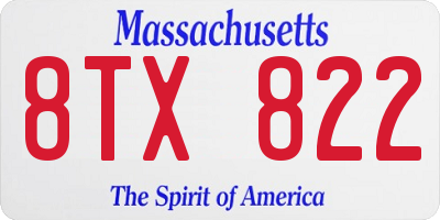 MA license plate 8TX822