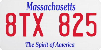 MA license plate 8TX825