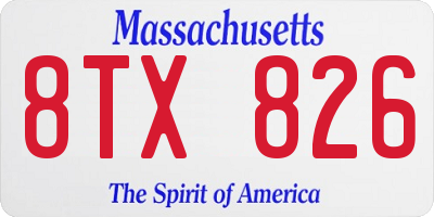 MA license plate 8TX826