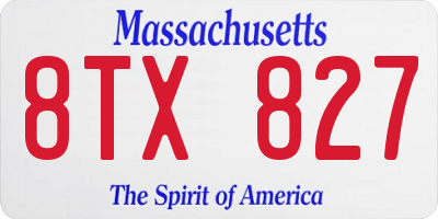 MA license plate 8TX827