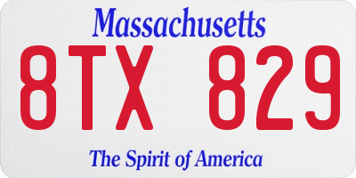 MA license plate 8TX829