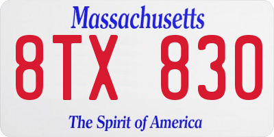 MA license plate 8TX830