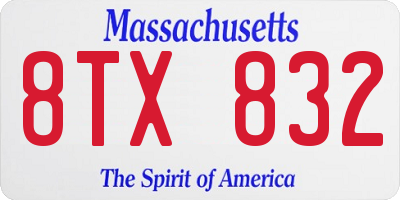 MA license plate 8TX832