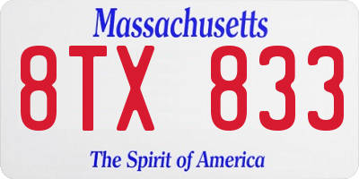 MA license plate 8TX833