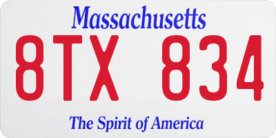 MA license plate 8TX834