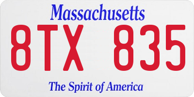 MA license plate 8TX835