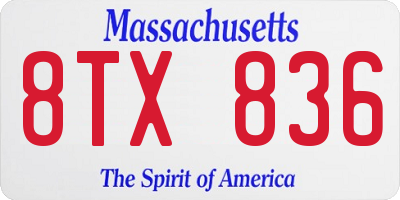 MA license plate 8TX836