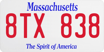MA license plate 8TX838