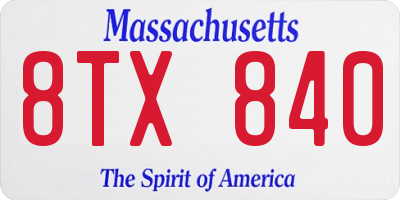 MA license plate 8TX840