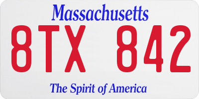 MA license plate 8TX842