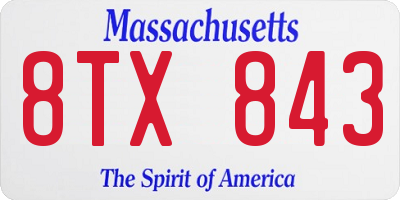 MA license plate 8TX843