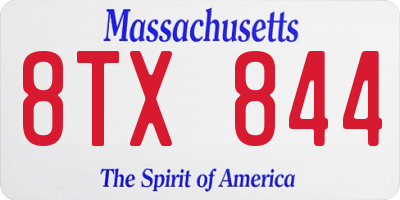 MA license plate 8TX844