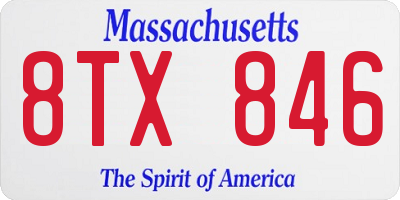 MA license plate 8TX846