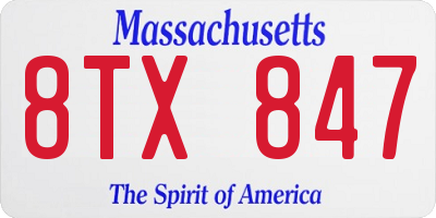 MA license plate 8TX847