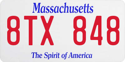MA license plate 8TX848