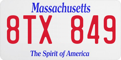 MA license plate 8TX849