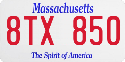 MA license plate 8TX850