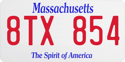 MA license plate 8TX854