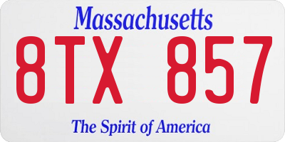 MA license plate 8TX857