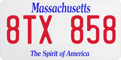 MA license plate 8TX858
