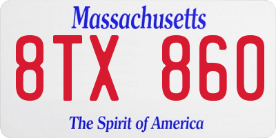MA license plate 8TX860